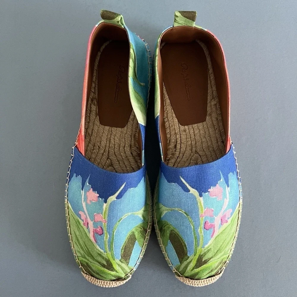 Ralph Lauren Purple Label Bosworth Espadrilles Linen Tropical Floral Mens Shoes